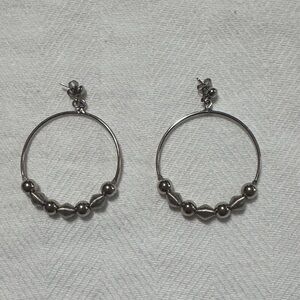 Vintage Elegant Silver Hoop Earrings